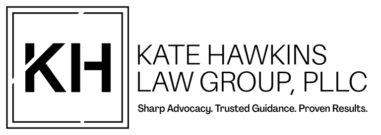 Kate Hawkins Law Group KHLG Logo Black on White Tagline 768x273