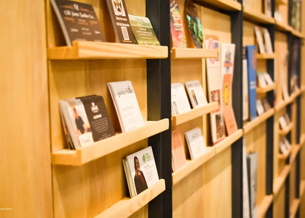Close-up of bookshelf